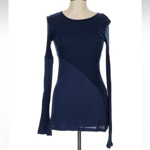 NWT Rebecca Beeson Blue Ribbed stretchy long sleeve Top large